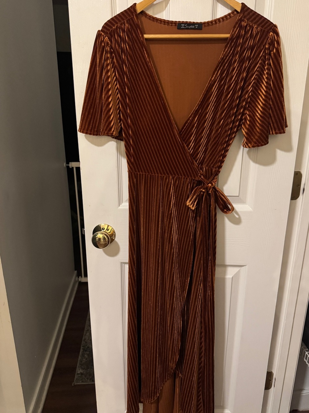 Rust Velvet Wrap High-Low Dress - Picture 4 of 4